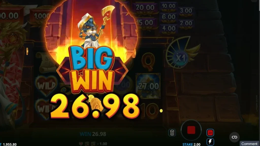 Ammit Hellfire slot machine interface featuring the Egyptian goddess theme